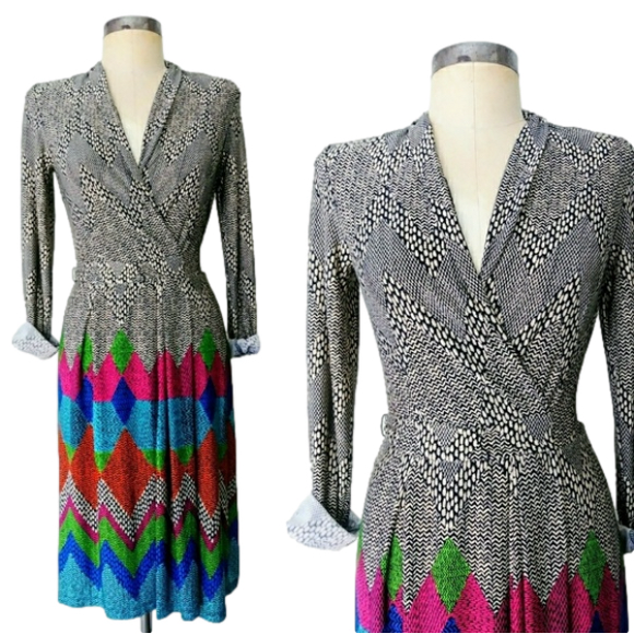 Maggy L Dresses & Skirts - Colorful Print Maggy L Surplice Dress